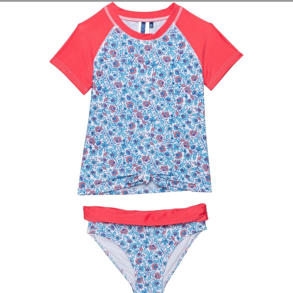 Aqua et Sol NWT Swimsuit Set Rash guard Bikini Bottom UPF 50+ Toddler Size 4